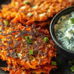 Buffalo Latkes with Blue Cheese Dip