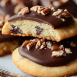 Chocolate Dipped Toffee Pecan Shortbread Cookies