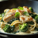 Creamy Chicken and Spinach Pasta with Broccoli