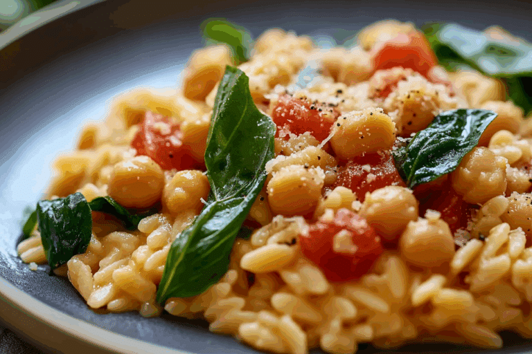 Creamy Tuscan Chickpeas & Orzo