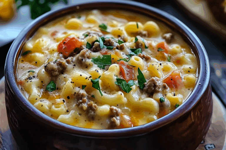 One-Pot Macaroni Cheeseburger Soup – NO VELVEETA!