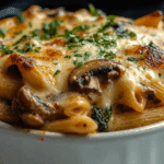Baked Penne with Mushrooms & Spinach
