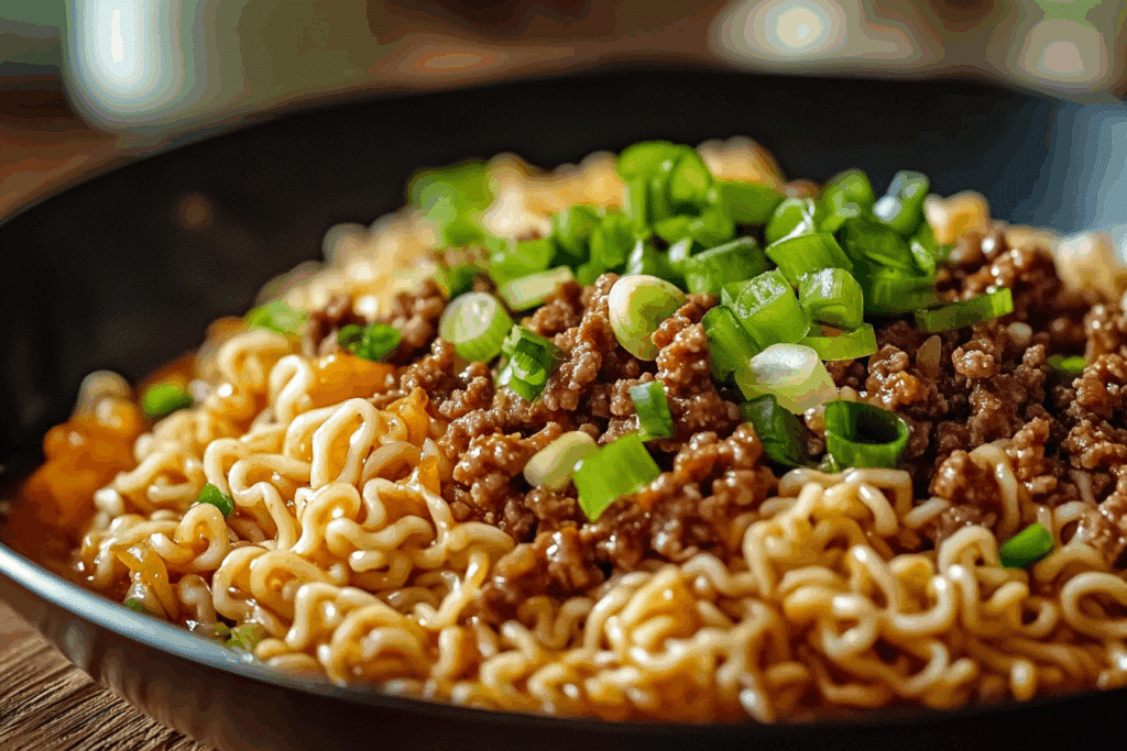 Ground Beef Ramen Skillet