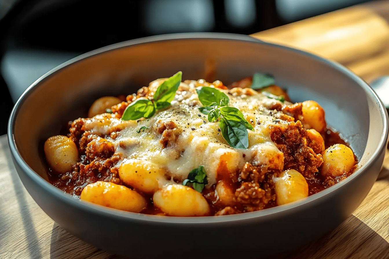 Cheesy Bolognese Gnocchi Bake