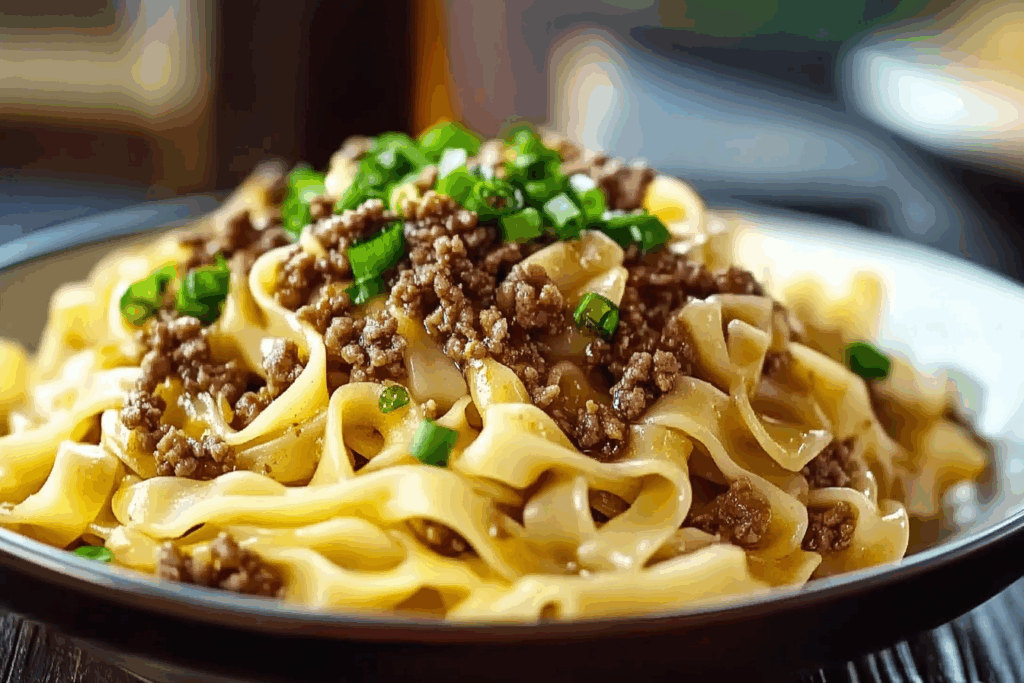Mongolian Noodles with Ground Beef