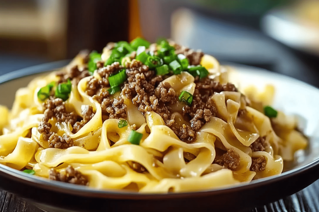 Mongolian Noodles with Ground Beef
