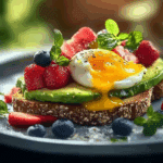 Avocado Toast with Fried Eggs & Fresh Fruit