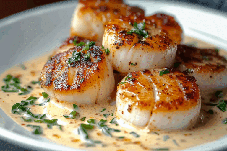 Seared Scallops with Spicy Cajun Cream Sauce