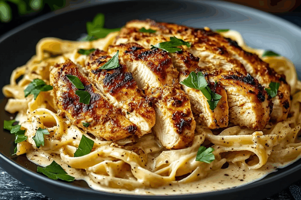 Savory Cajun Chicken with Creamy Parmesan Pasta Linguine