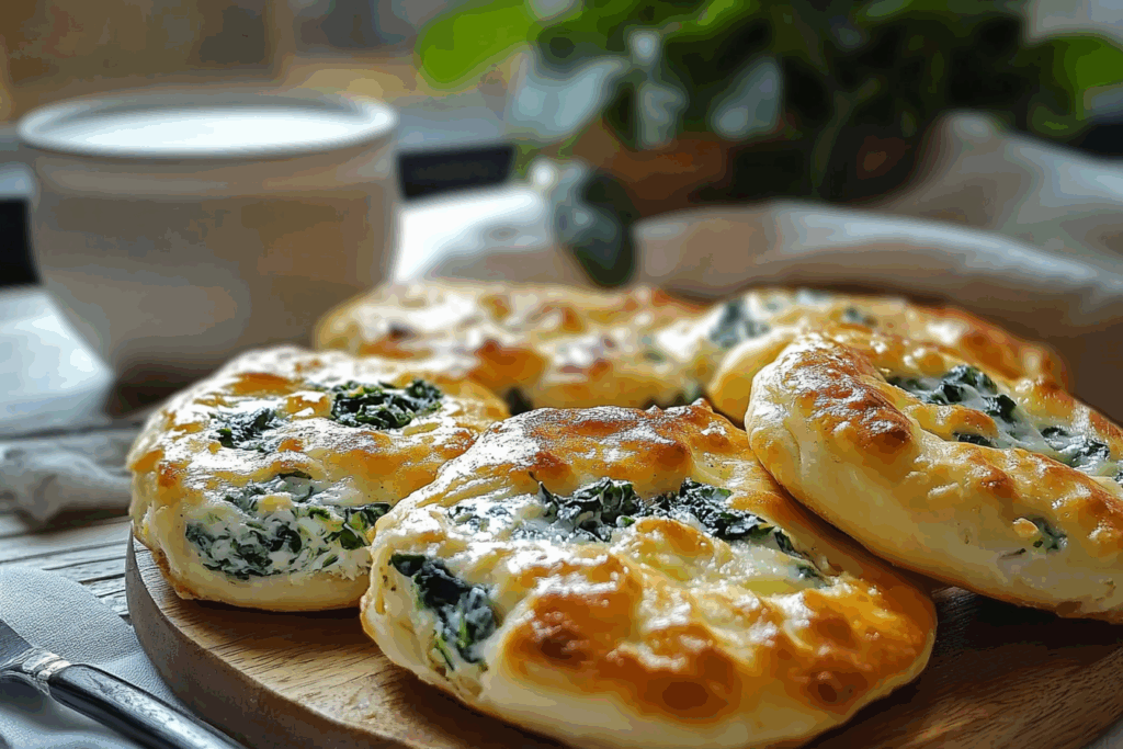 Easy Spinach Cottage Cheese Flagels (Flat Bagels)
