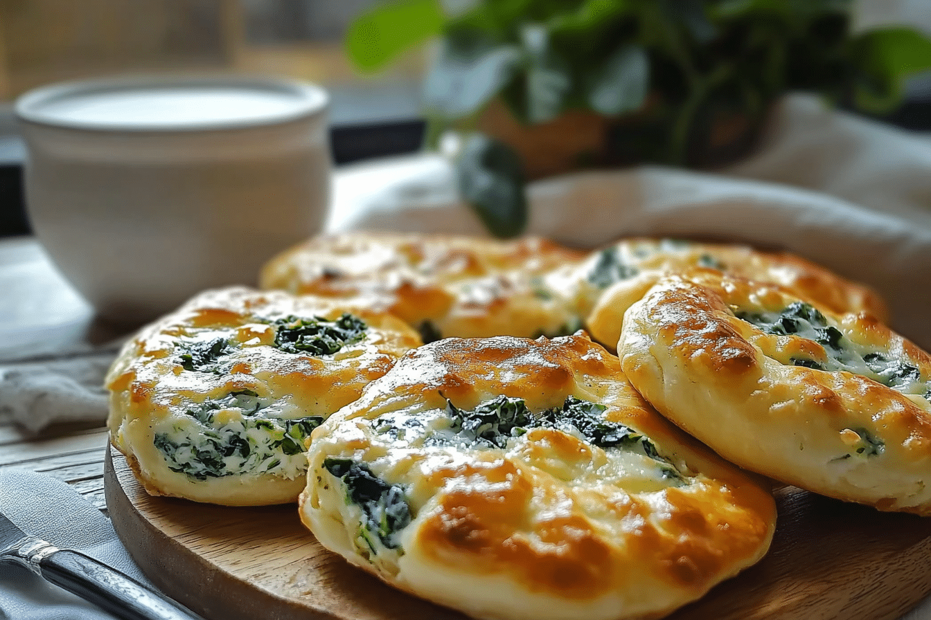 Easy Spinach Cottage Cheese Flagels (Flat Bagels)