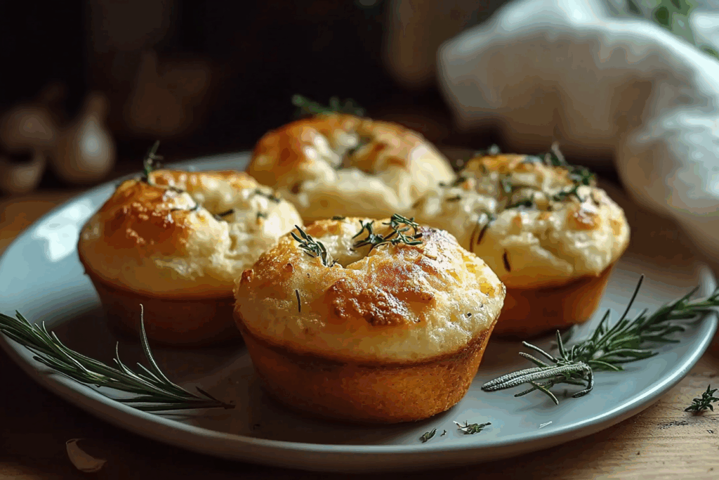 Garlic Rosemary Focaccia Muffins