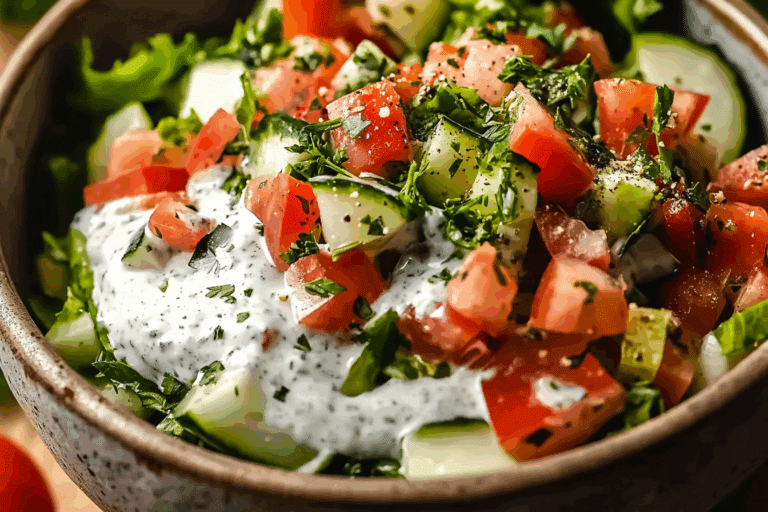 Herby Tahini Ranch Dressing with Simple Middle Eastern Chopped Salad