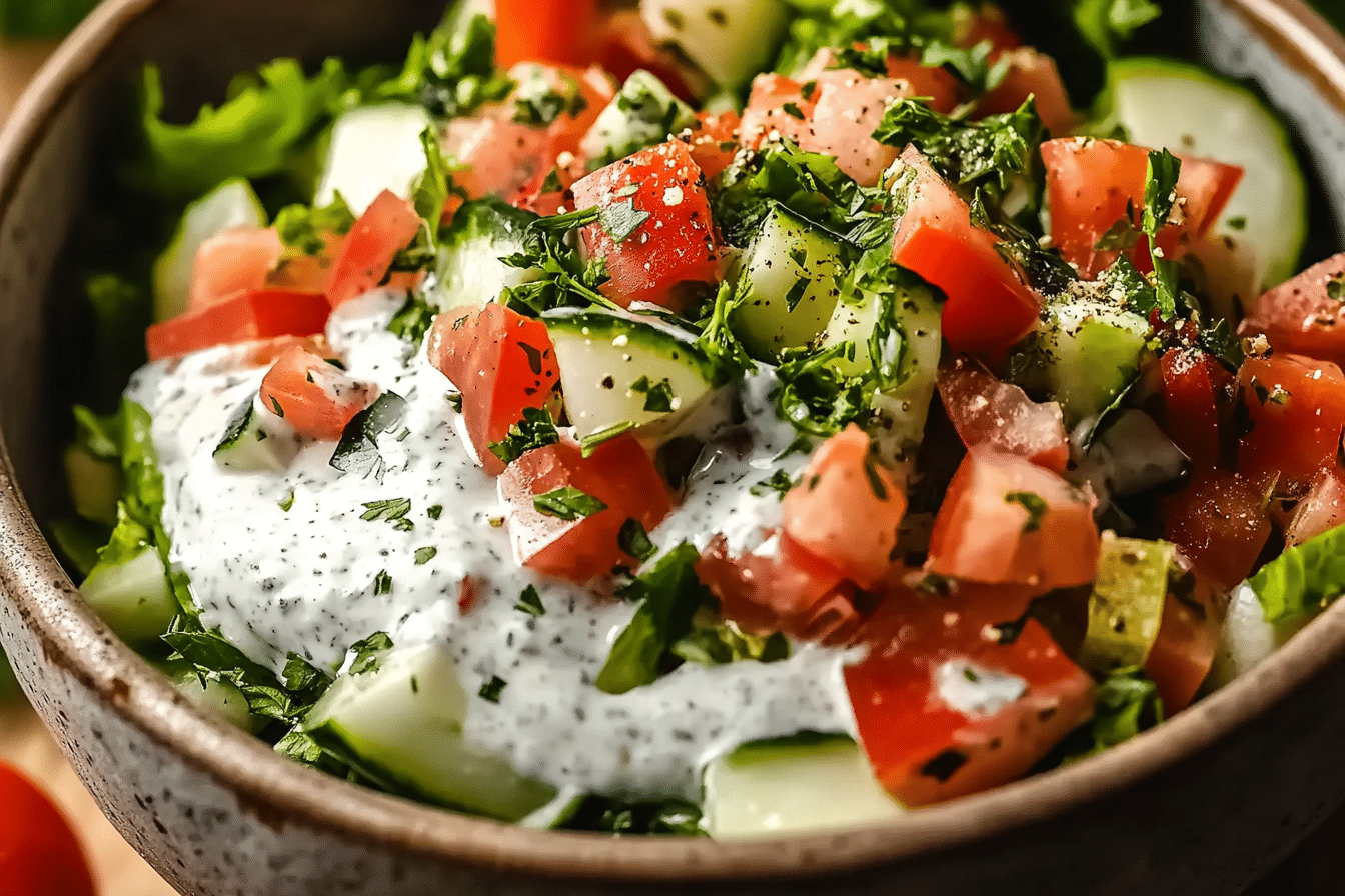 Herby Tahini Ranch Dressing with Simple Middle Eastern Chopped Salad