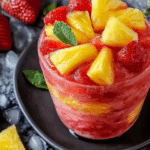 Pineapple Strawberry Swirled Slushies
