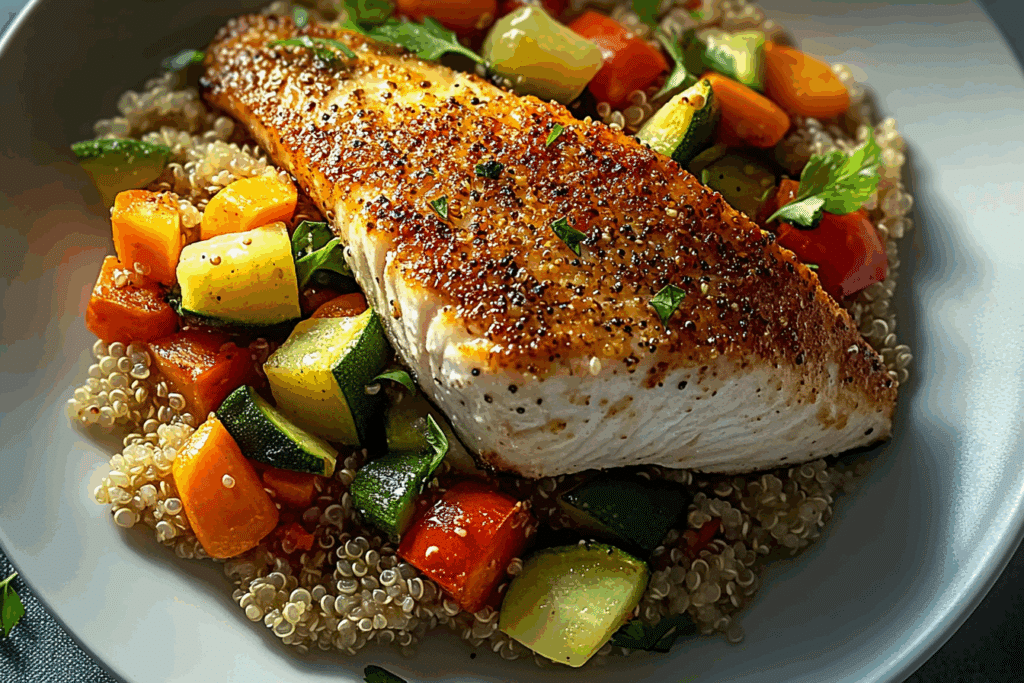 Seared Fish with Quinoa and Veggies