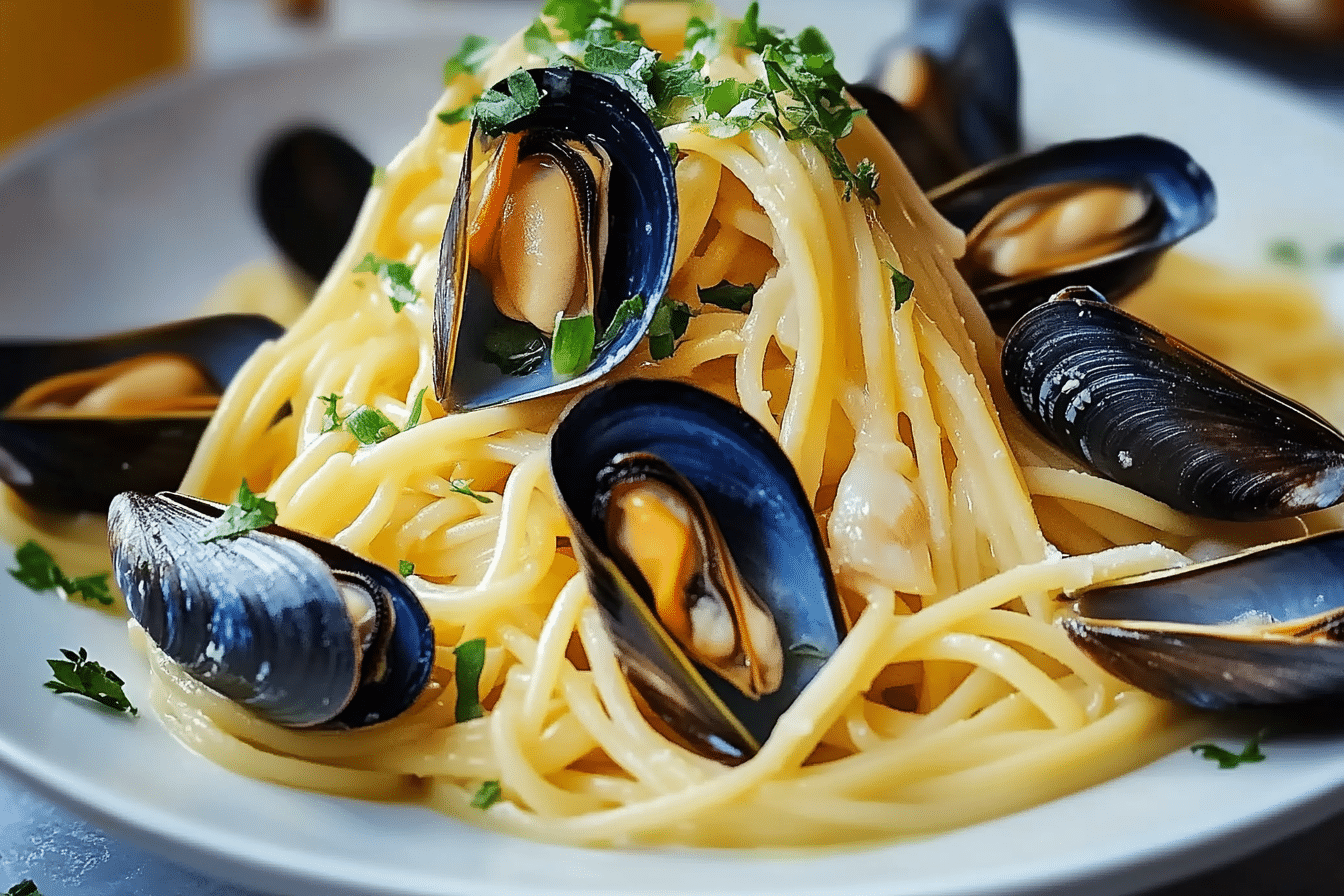 Speedy Mussels with Pasta