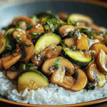 Stir-Fried Zucchini and Mushrooms with Rice