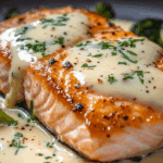 Baked Salmon with Creamy Garlic Sauce