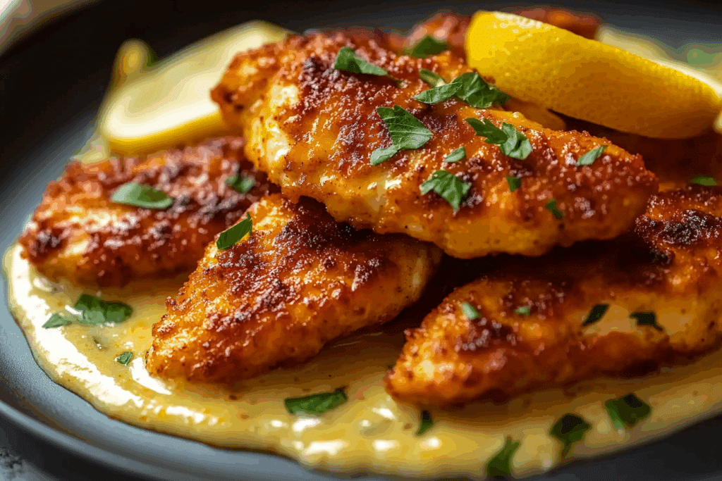 Chicken Tenders in a Cajun Lemon Butter Sauce