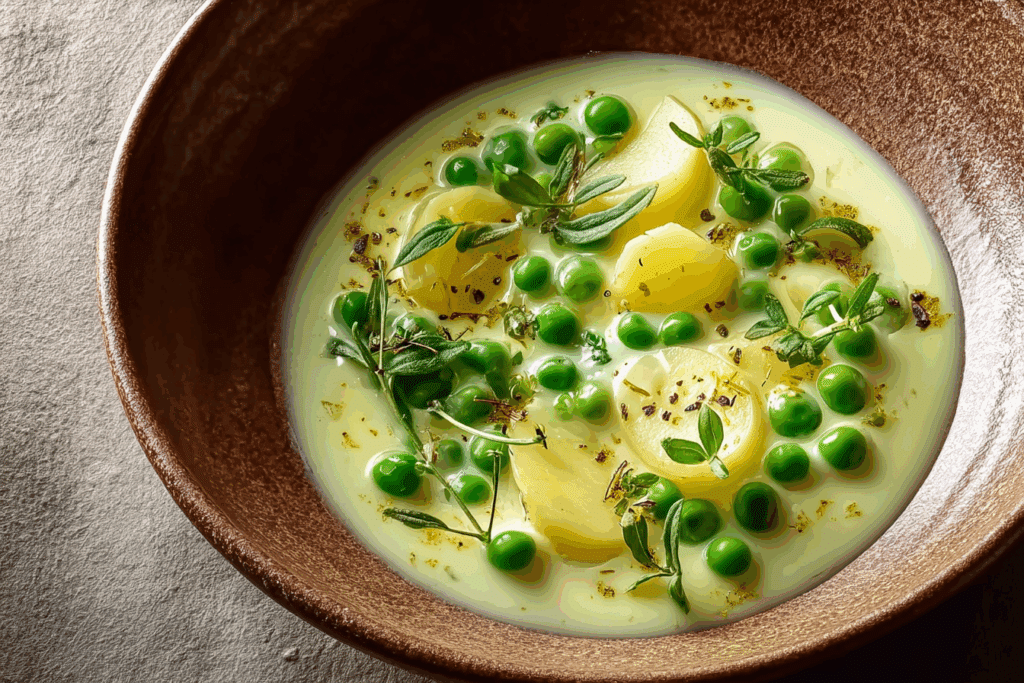Creamy Potato and Pea Soup Delight Recipe