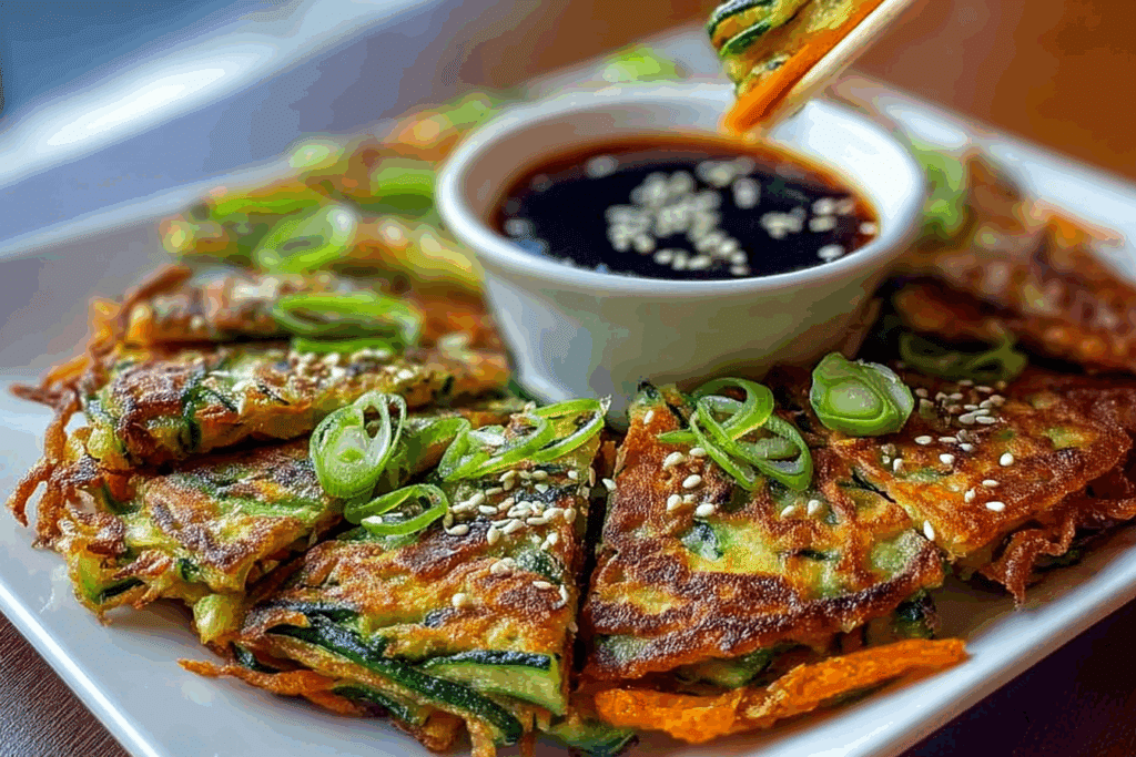 Crispy Vegetable Pancakes with Asian Dipping Sauce Recipe