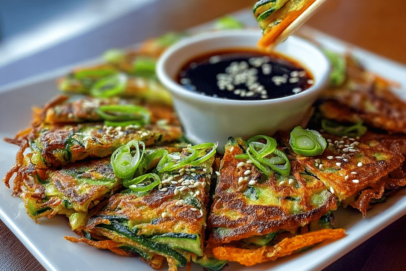 Crispy Vegetable Pancakes with Asian Dipping Sauce Recipe