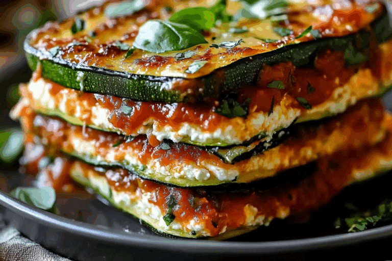 Layered Zucchini Ricotta Melts with Marinara