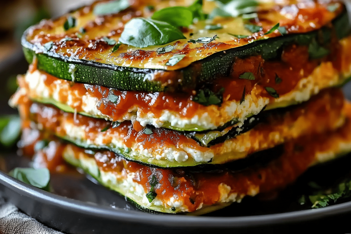 Layered Zucchini Ricotta Melts with Marinara