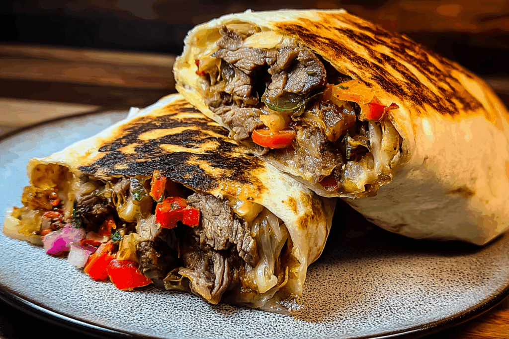Philly Cheesesteak Grilled Cheese Burrito