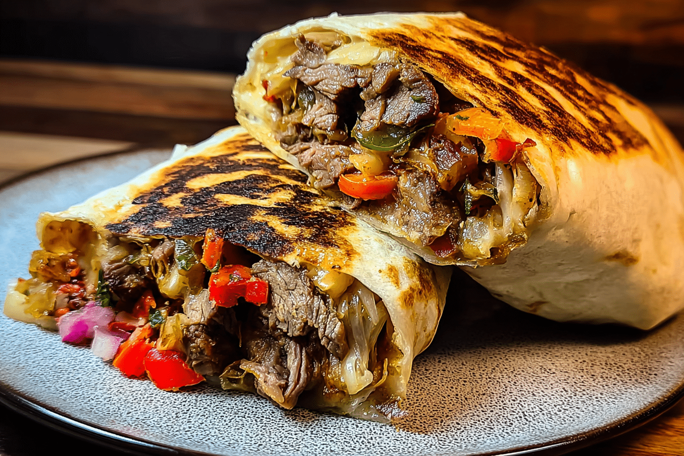 Philly Cheesesteak Grilled Cheese Burrito