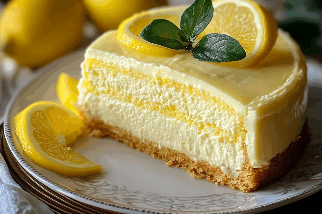 Rich & Moist Lemon Cheesecake Cake