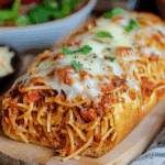 Spaghetti Stuffed Garlic Bread