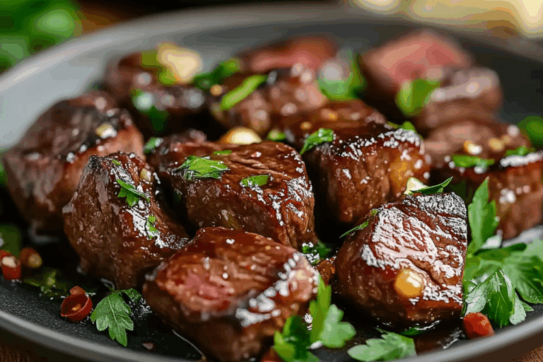 Tender Slow Cooker Honey Garlic Steak Bites
