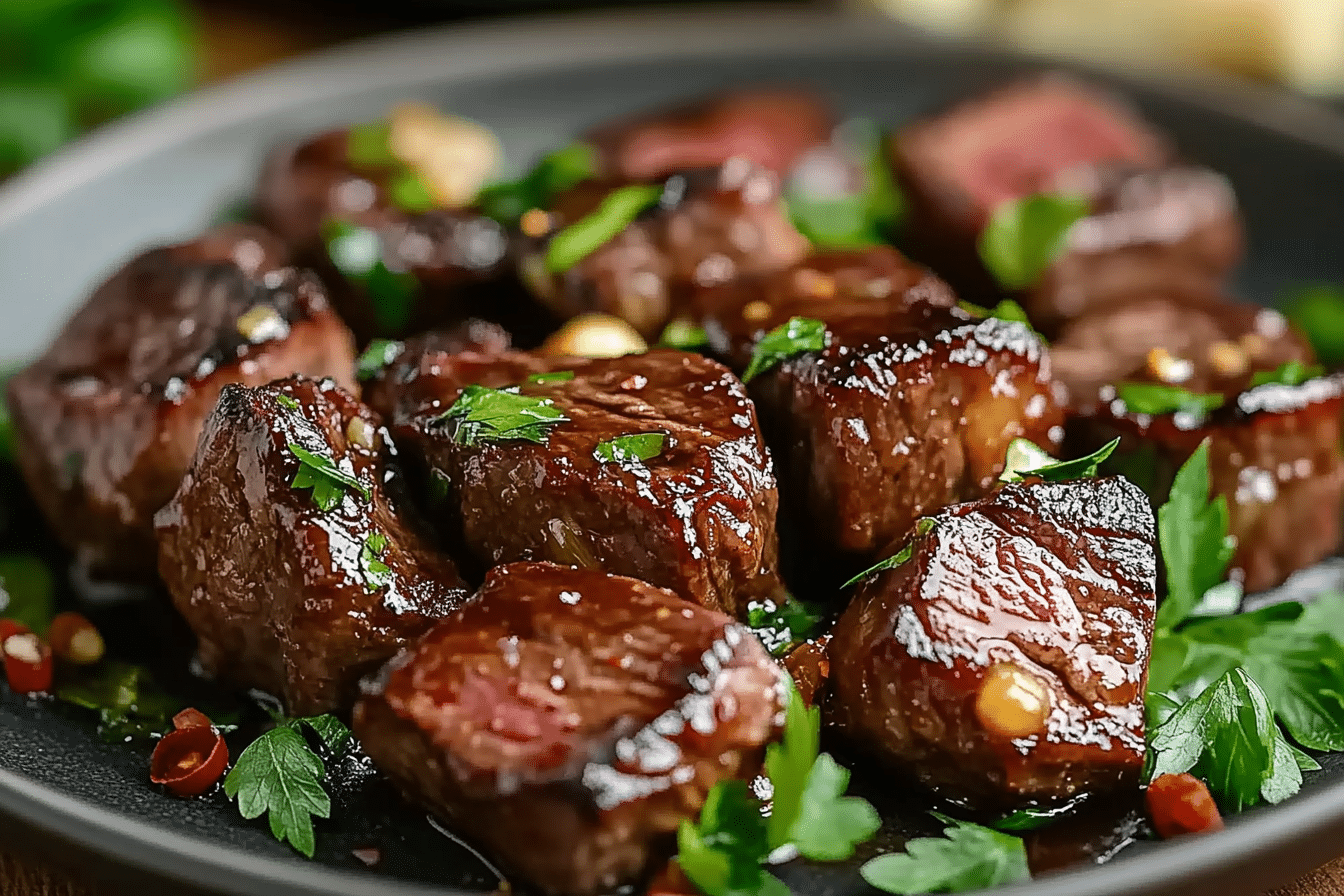 Tender Slow Cooker Honey Garlic Steak Bites