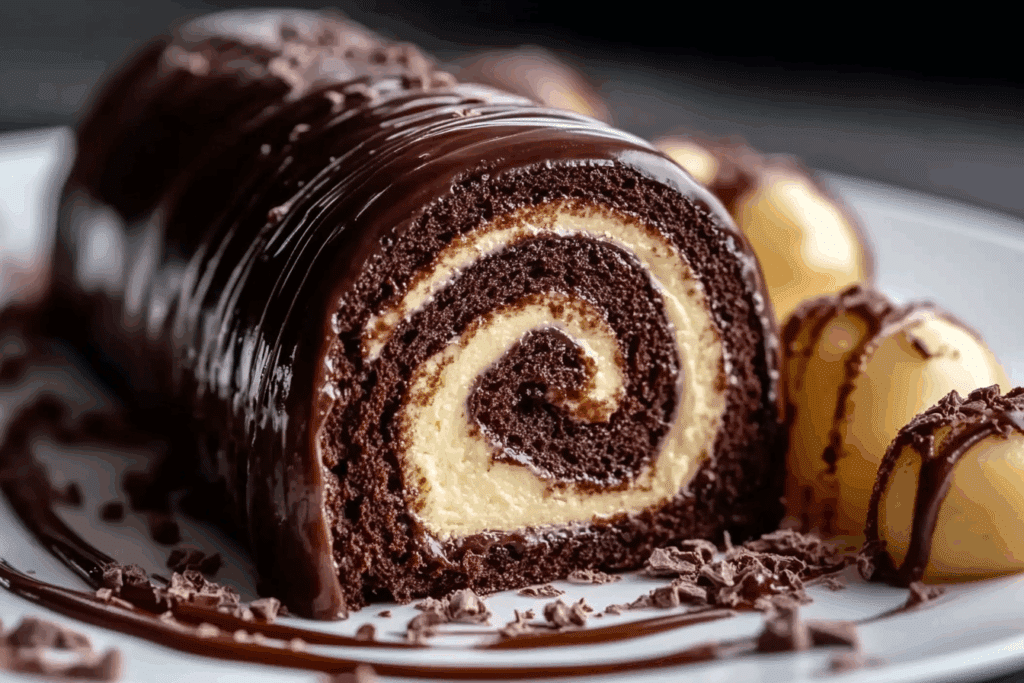 Triple Chocolate Roll Cake
