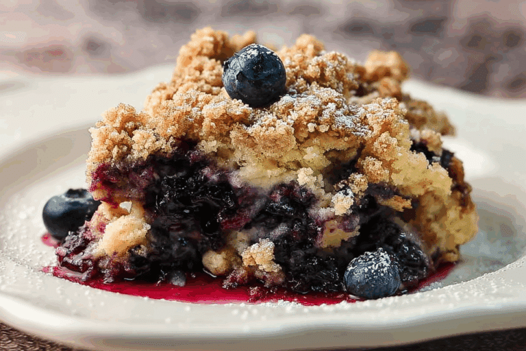 Blueberry Cream Cheese Crumble Dump Cake