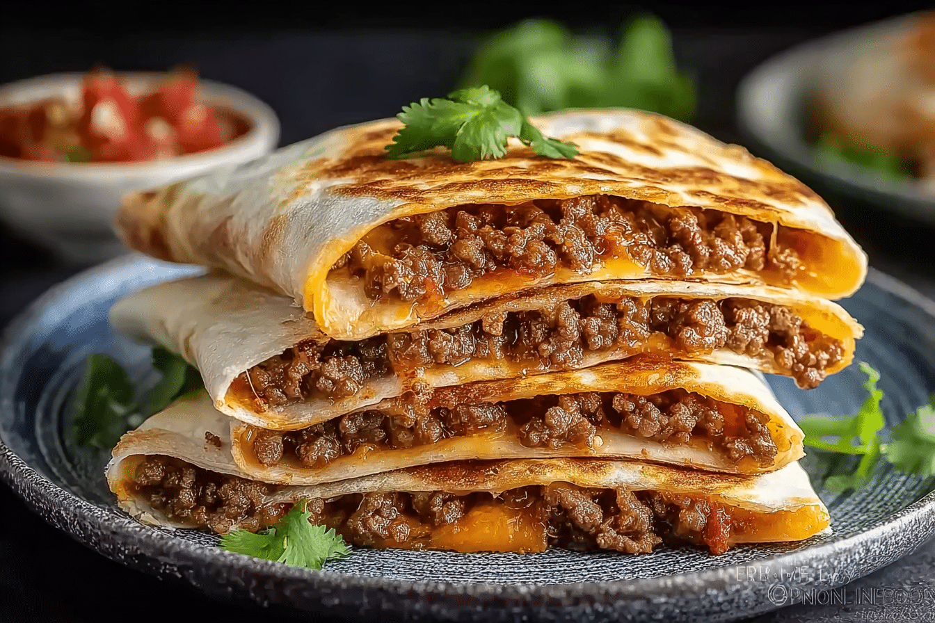 Cheesy Ground Beef Quesadillas Recipe