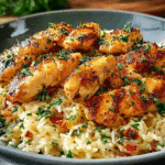 Chicken Scampi with Creamy Garlic Parmesan Rice.