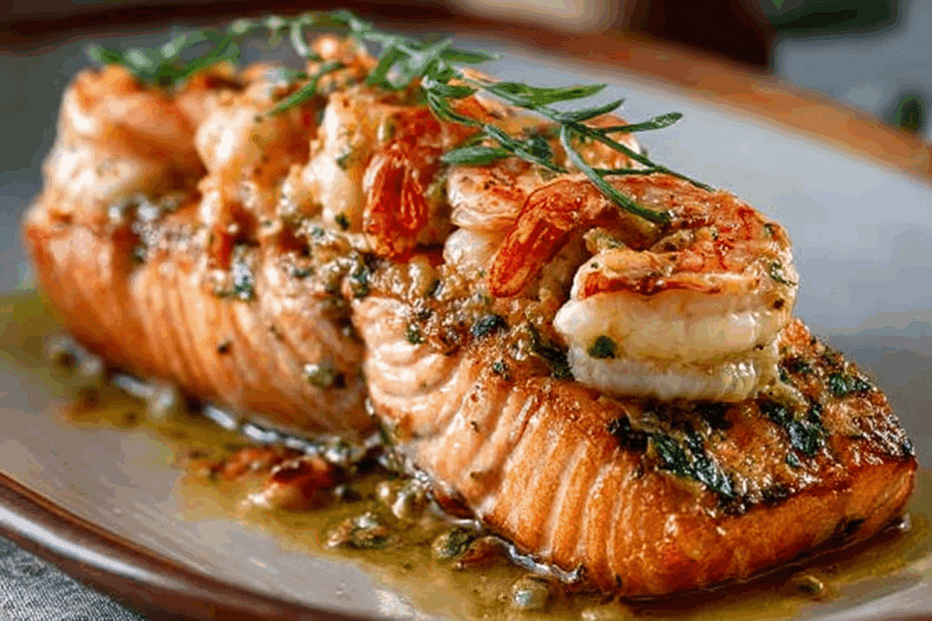 Crab and Shrimp Stuffed Salmon