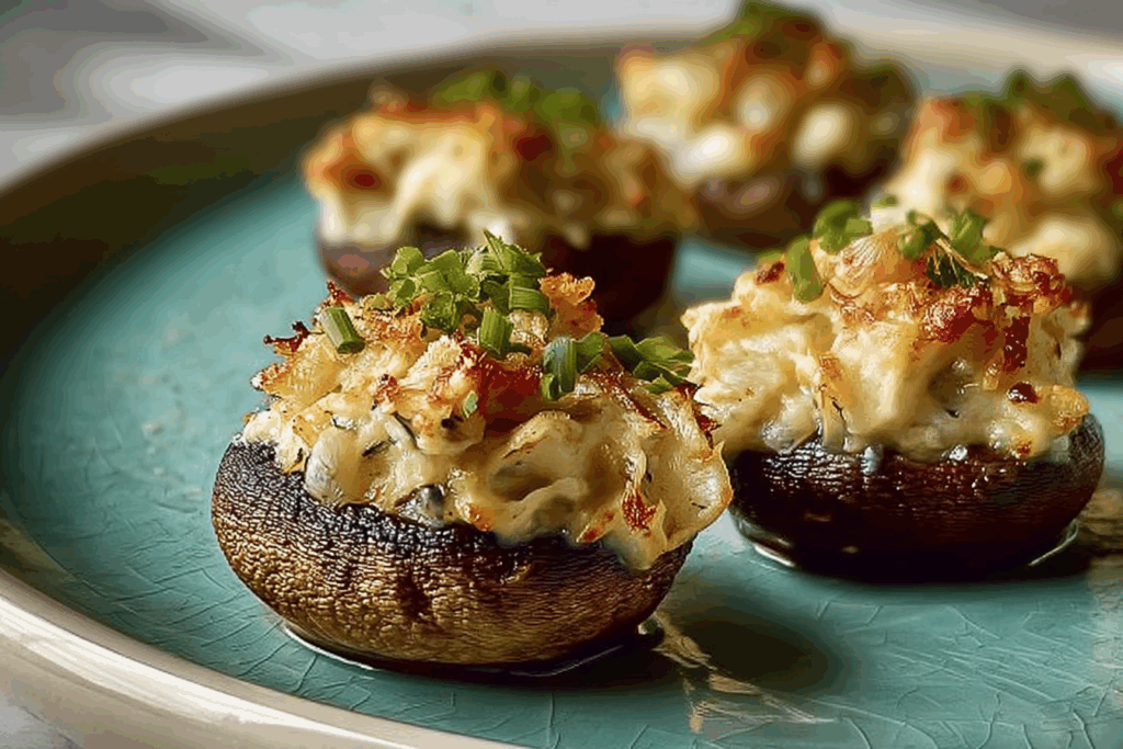Creamy Garlic Crab-Stuffed Mushrooms