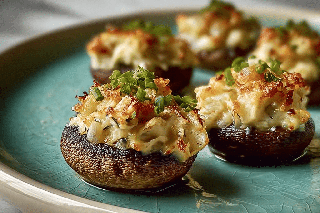 Creamy Garlic Crab-Stuffed Mushrooms