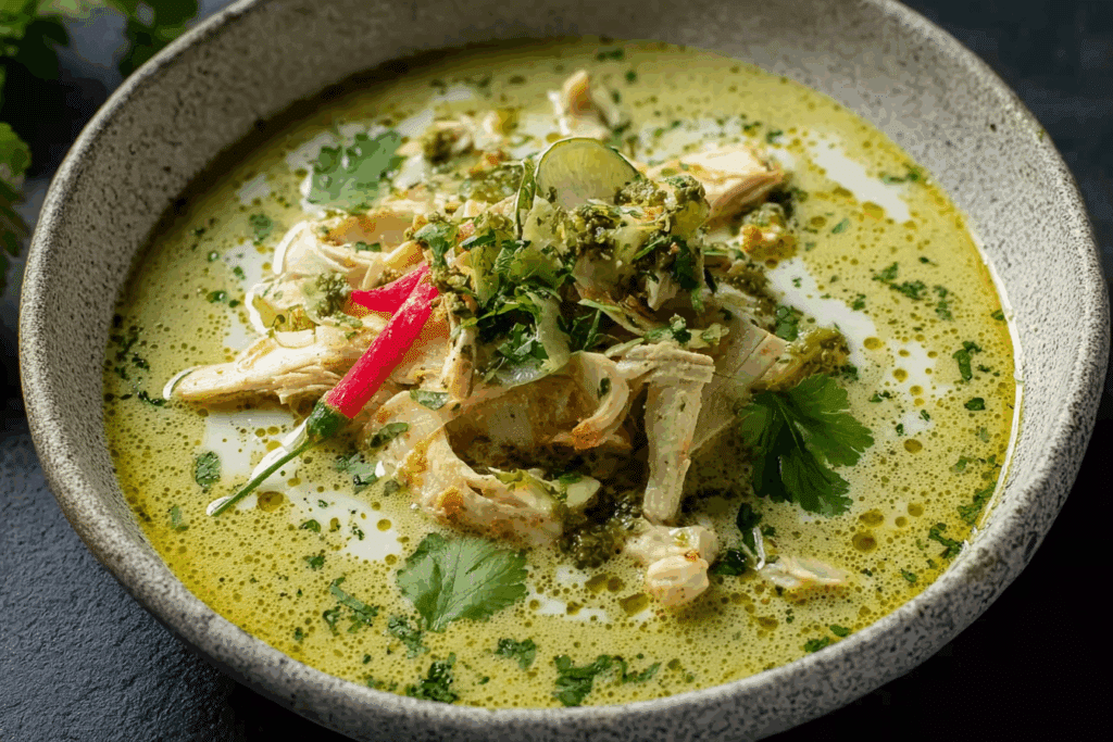 Creamy Poblano Chicken Rellenos Soup