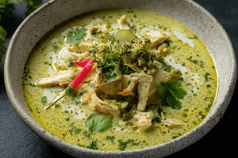 Creamy Poblano Chicken Rellenos Soup