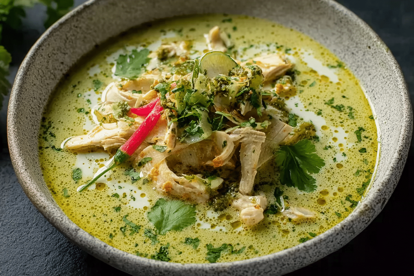 Creamy Poblano Chicken Rellenos Soup