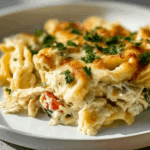 Dump-and-Bake Creamy Chicken Alfredo Tortellini Casserole