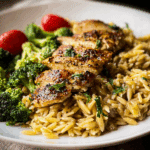 Garlic Parmesan Chicken & Broccoli Orzo Skillet
