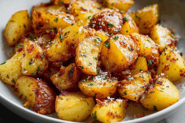Roasted Garlic Butter Parmesan Potatoes