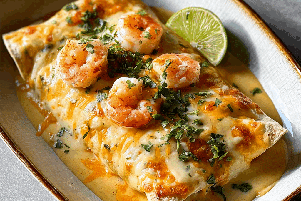 Shrimp Enchiladas with Cream Sauce
