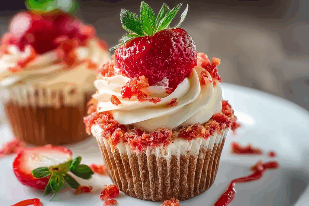 Strawberry Crunch Cupcakes
